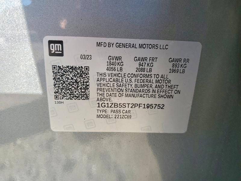 2023 Chevrolet Malibu მანქანა იყიდება აუქციონზე, vin: 1G1ZB5ST2PF195752, აუქციონის ნომერი: 69368246