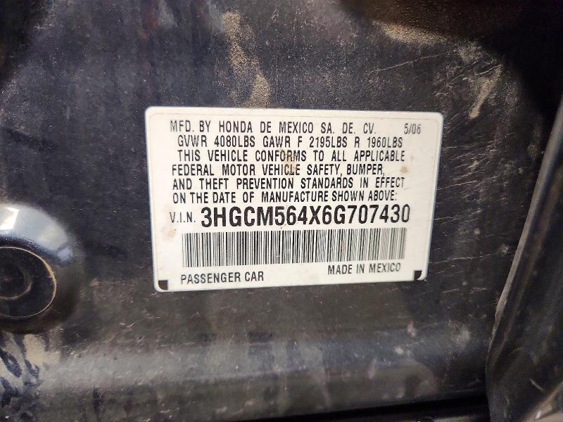 Продаж на аукціоні авто 2006 Honda Accord, vin: 3HGCM564X6G707430, номер лоту: 69342686