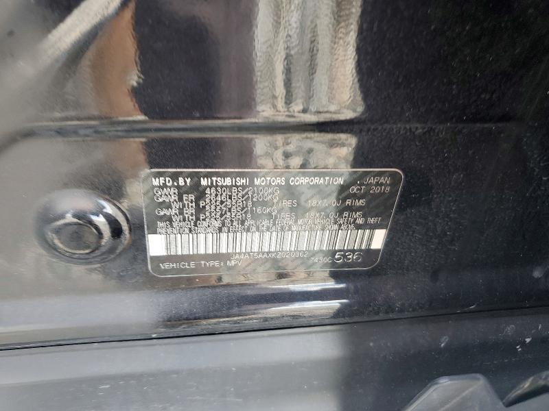 2019 Mitsubishi Eclipse Cross მანქანა იყიდება აუქციონზე, vin: JA4AT5AAXKZ020362, აუქციონის ნომერი: 67654896