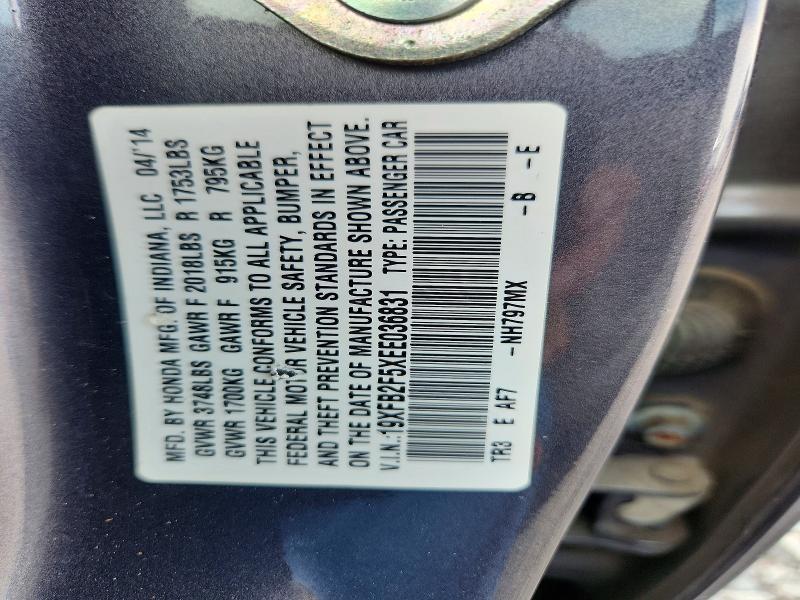 Продажа на аукционе авто 2014 Honda Civic, vin: 19XFB2F5XEE036831, номер лота: 70725436