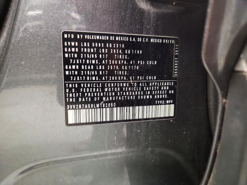 2020 Volkswagen Tiguan მანქანა იყიდება აუქციონზე, vin: 3VV2B7AX9LM182050, აუქციონის ნომერი: 68659516