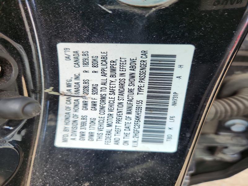 Aukcja sprzedaży 2019 Honda Civic, vin: 2HGFC2F64KH559155, numer aukcji: 67770936