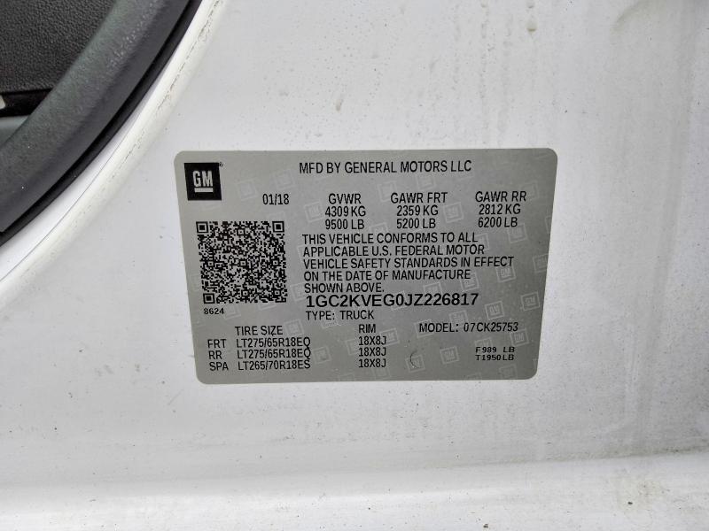Aukcja sprzedaży 2018 Chevrolet Silverado, vin: 1GC2KVEG0JZ226817, numer aukcji: 70026036