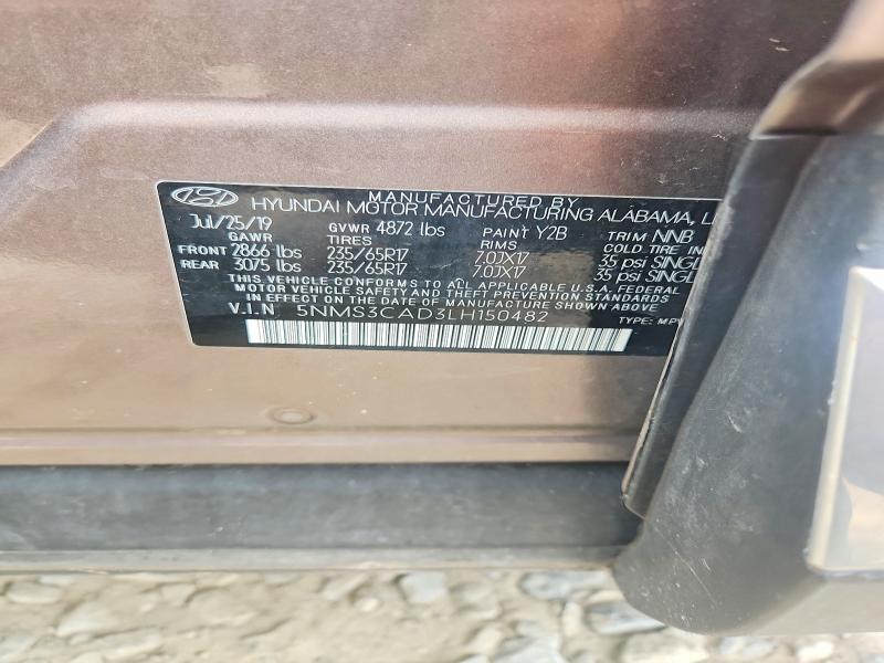 Продажа на аукционе авто 2020 Hyundai Santa Fe, vin: 5NMS3CAD3LH150482, номер лота: 70652416
