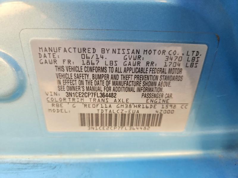 70118086 :رقم المزاد ، 3N1CE2CP7FL364482 vin ، 2015 Nissan Versa Note مزاد بيع