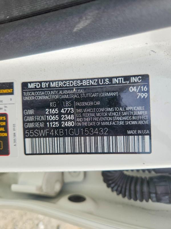 Продажа на аукционе авто 2016 Mercedes-benz C, vin: 55SWF4KB1GU153432, номер лота: 65503486