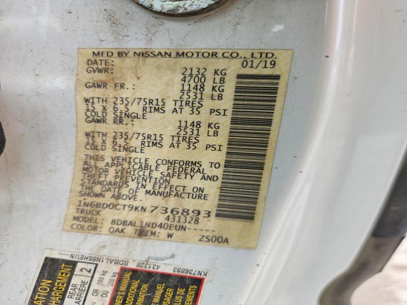 Aukcja sprzedaży 2019 Nissan Frontier, vin: 1N6BD0CT9KN736893, numer aukcji: 68768656