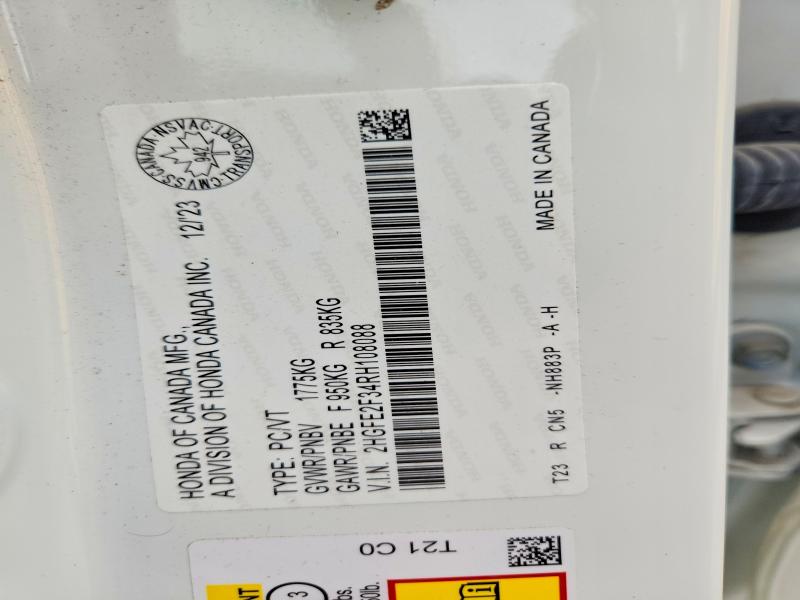 Продажа на аукционе авто 2024 Honda Civic, vin: 2HGFE2F34RH108088, номер лота: 68704536