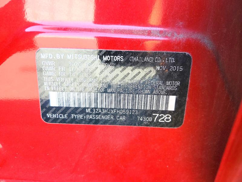 Продаж на аукціоні авто 2015 Mitsubishi Mirage, vin: ML32A3HJXFH059123, номер лоту: 67903846