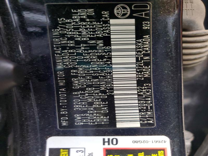 70147596 :رقم المزاد ، 2T1BURHE9FC471516 vin ، 2015 Toyota Corolla مزاد بيع