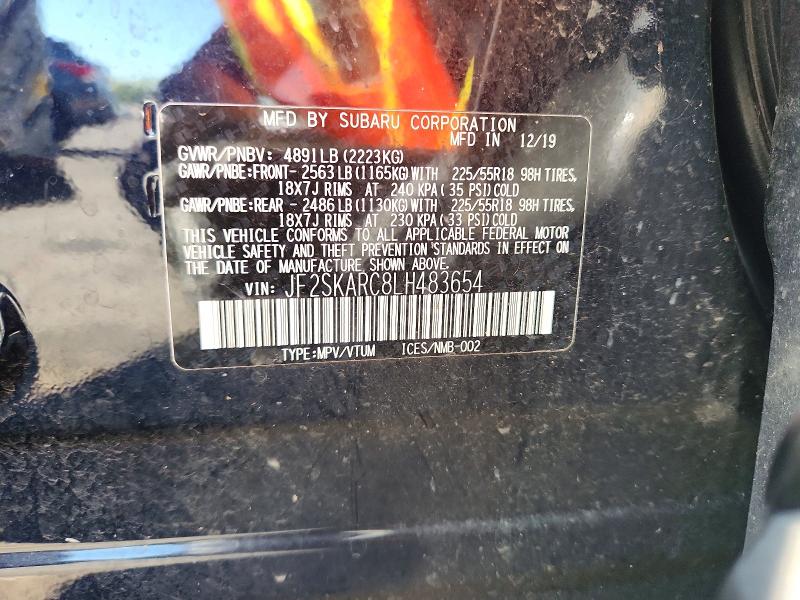 2020 Subaru Forester მანქანა იყიდება აუქციონზე, vin: JF2SKARC8LH483654, აუქციონის ნომერი: 68176886