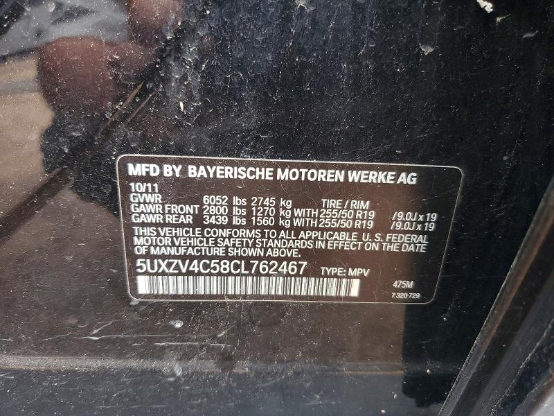 Aukcja sprzedaży 2012 Bmw X5, vin: 5UXZV4C58CL762467, numer aukcji: 59409986