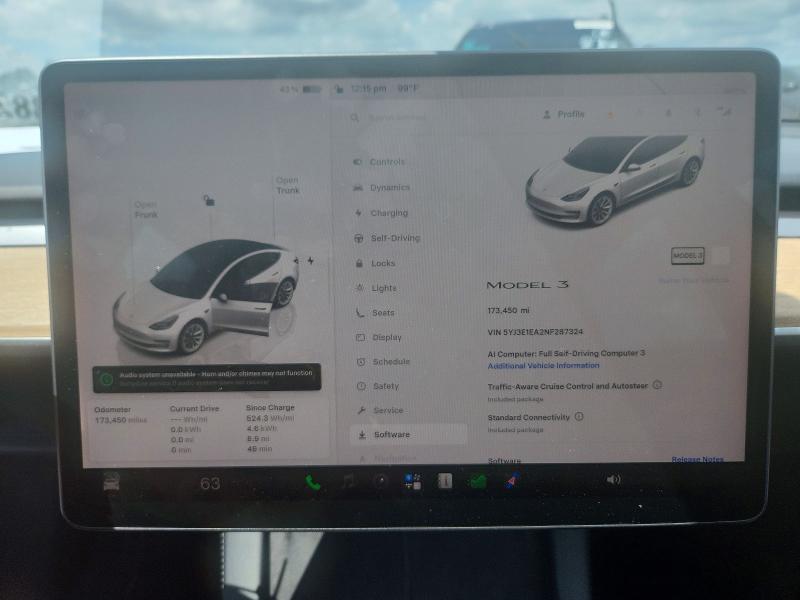 68024076 :رقم المزاد ، 5YJ3E1EA2NF287324 vin ، 2022 Tesla Model 3 مزاد بيع