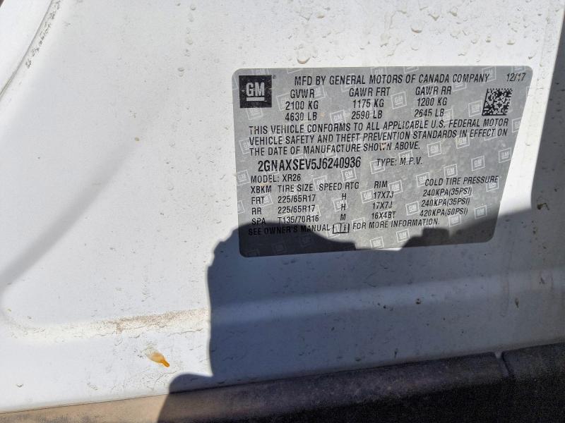 68262806 :رقم المزاد ، 2GNAXSEV5J6240936 vin ، 2018 Chevrolet Equinox مزاد بيع