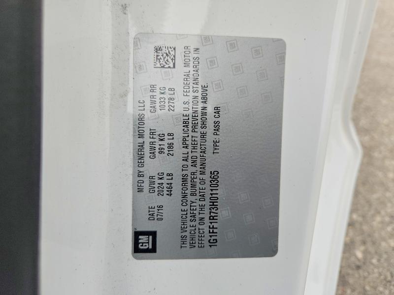 68450396 :رقم المزاد ، 1G1FF1R73H0110365 vin ، 2017 Chevrolet Camaro مزاد بيع