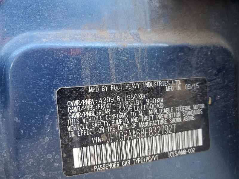 Продажа на аукционе авто 2015 Subaru Impreza, vin: JF1GPAA68F8327927, номер лота: 67068376