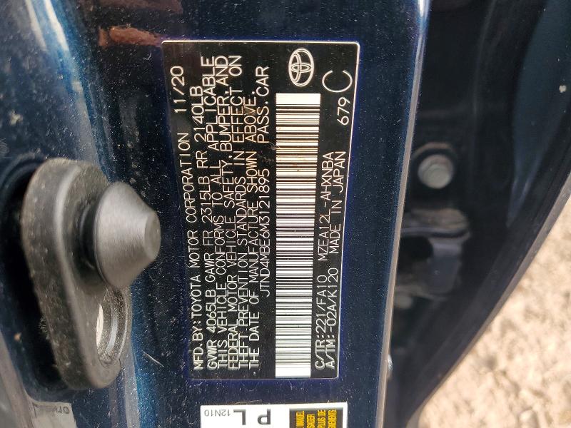 68832166 :رقم المزاد ، JTND4MBE6M3121895 vin ، 2021 Toyota Corolla Hatchback مزاد بيع
