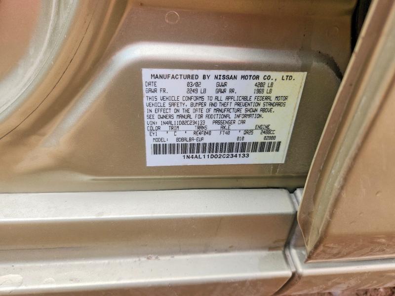 Aukcja sprzedaży 2002 Nissan Altima, vin: 1N4AL11D02C234133, numer aukcji: 69343676