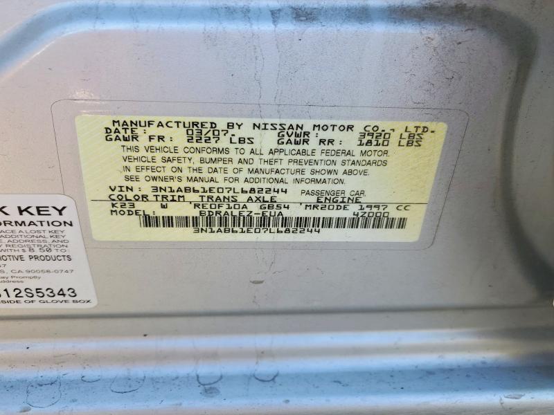 Продажа на аукционе авто 2007 Nissan Sentra, vin: 3N1AB61E07L682244, номер лота: 70320356