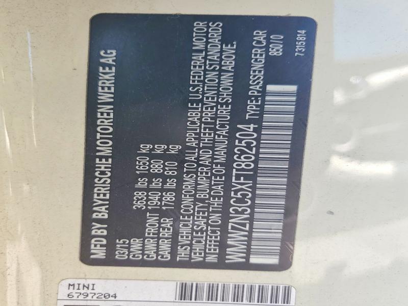 Продажа на аукционе авто 2015 Mini Cooper, vin: WMWZN3C5XFT862504, номер лота: 68344496