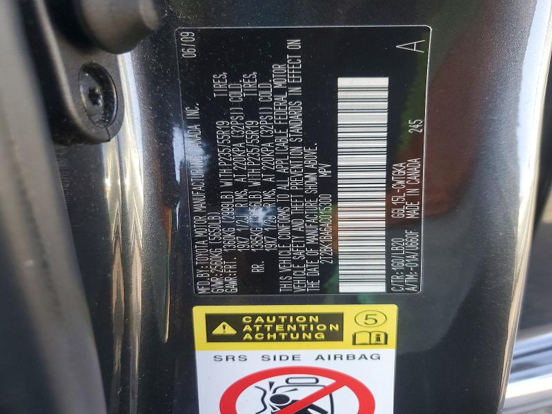 70005506 :رقم المزاد ، 2T2BK1BA6AC015300 vin ، 2010 Lexus Rx مزاد بيع