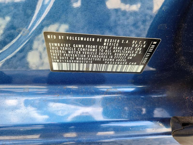 Продаж на аукціоні авто 2017 Volkswagen Golf, vin: 3VW217AU6HM007816, номер лоту: 69015706