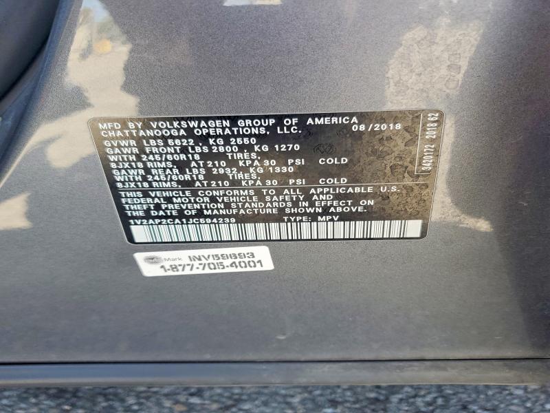 Продажа на аукционе авто 2018 Volkswagen Atlas, vin: 1V2AP2CA1JC594239, номер лота: 68999666