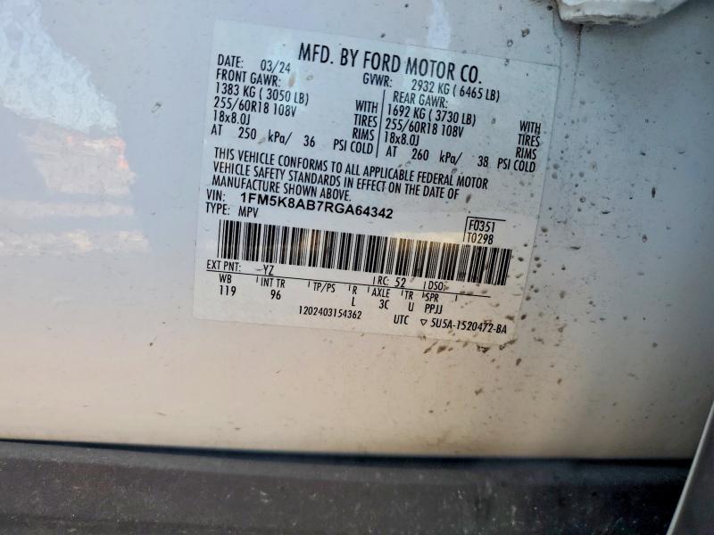 Продажа на аукционе авто 2024 Ford Explorer, vin: 1FM5K8AB7RGA64342, номер лота: 69801326