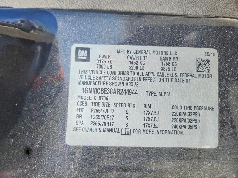 2010 Chevrolet Tahoe მანქანა იყიდება აუქციონზე, vin: 1GNMCBE38AR244944, აუქციონის ნომერი: 68299876