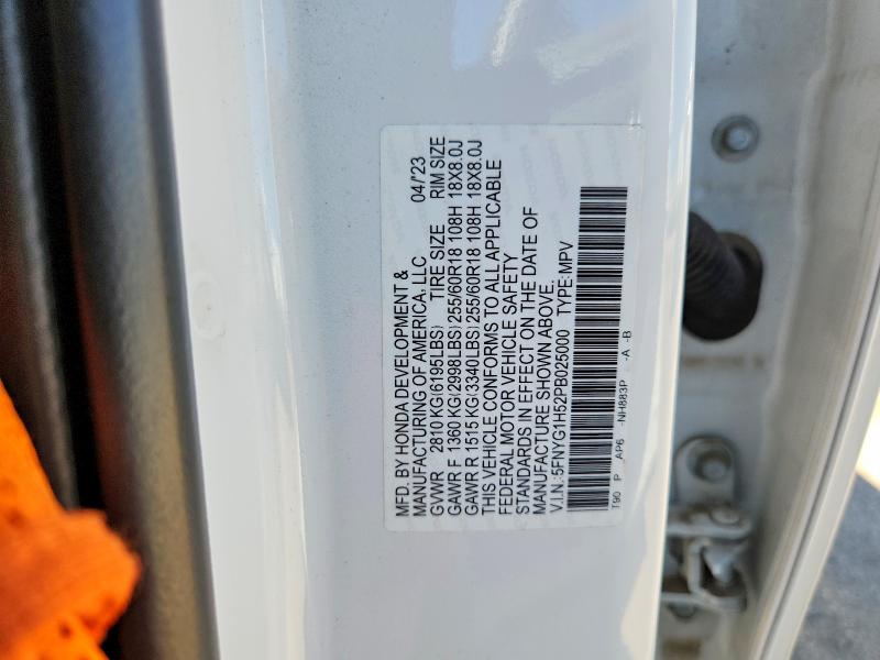 67613006 :رقم المزاد ، 5FNYG1H52PB025000 vin ، 2023 Honda Pilot مزاد بيع