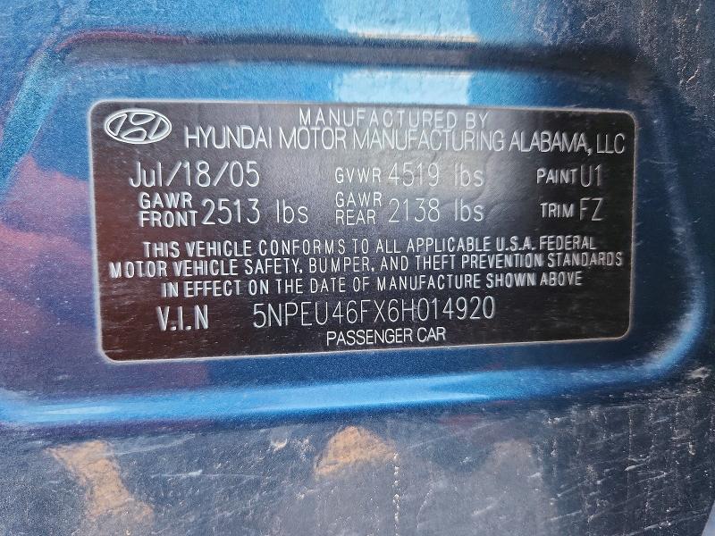Продаж на аукціоні авто 2006 Hyundai Sonata, vin: 5NPEU46FX6H014920, номер лоту: 68561686