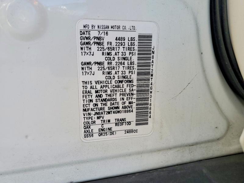 Aukcja sprzedaży 2016 Nissan Rogue, vin: JN8AT2MT4GW018864, numer aukcji: 68996076
