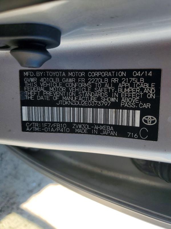 Aukcja sprzedaży 2014 Toyota Prius, vin: JTDKN3DU2E0373797, numer aukcji: 71200586