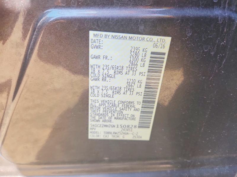 Aukcja sprzedaży 2016 Nissan Murano Hybrid, vin: 5N1CZ2MH2GN150828, numer aukcji: 67469136