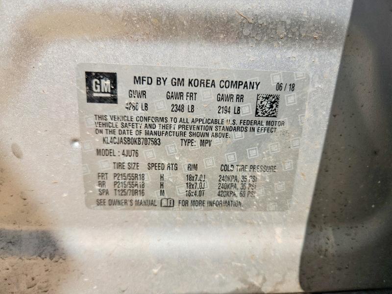 67660036 :رقم المزاد ، KL4CJASB0KB707583 vin ، 2019 Buick Encore مزاد بيع