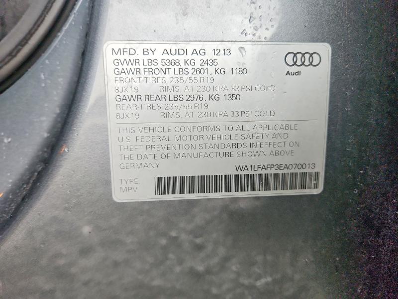 70739226 :رقم المزاد ، WA1LFAFP3EA070013 vin ، 2014 Audi Q5 مزاد بيع