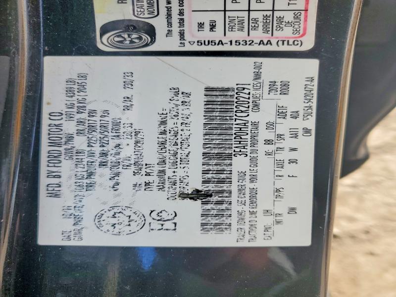 66796356 :رقم المزاد ، 3FAHP0HA7CR202291 vin ، 2012 Ford Fusion مزاد بيع