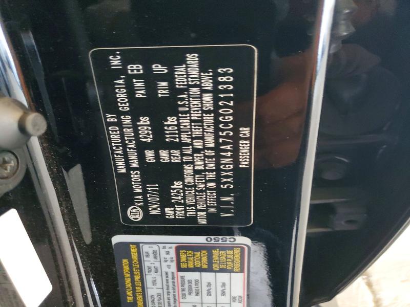67295216 :رقم المزاد ، 5XXGN4A75CG021383 vin ، 2012 Kia Optima مزاد بيع