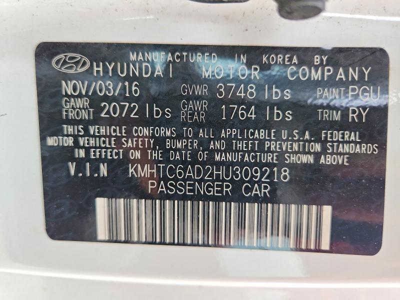 68211916 :رقم المزاد ، KMHTC6AD2HU309218 vin ، 2017 Hyundai Veloster مزاد بيع