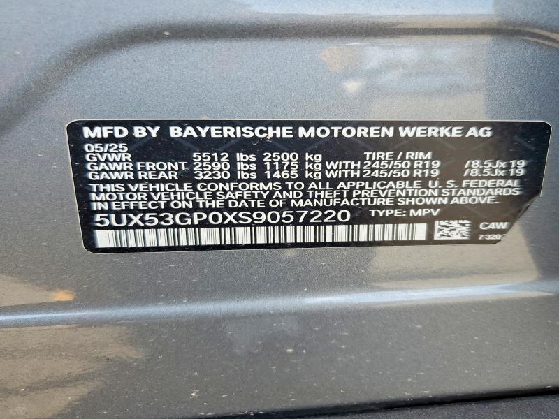 66227916 :رقم المزاد ، 5UX53GP0XS9057220 vin ، 2025 Bmw X3 مزاد بيع