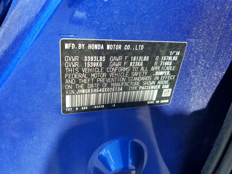 Aukcja sprzedaży 2016 Honda Fit, vin: JHMGK5H54GX025134, numer aukcji: 68204706