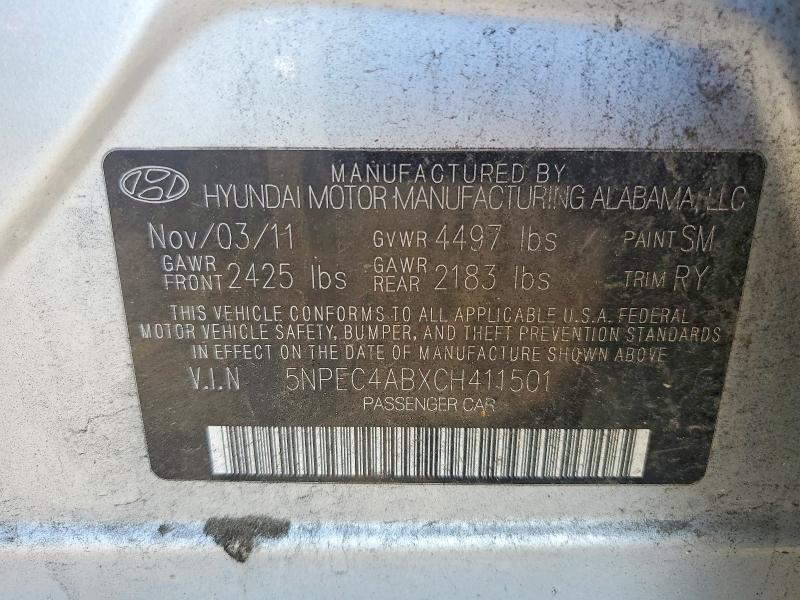 Aukcja sprzedaży 2012 Hyundai Sonata, vin: 5NPEC4ABXCH411501, numer aukcji: 68488246