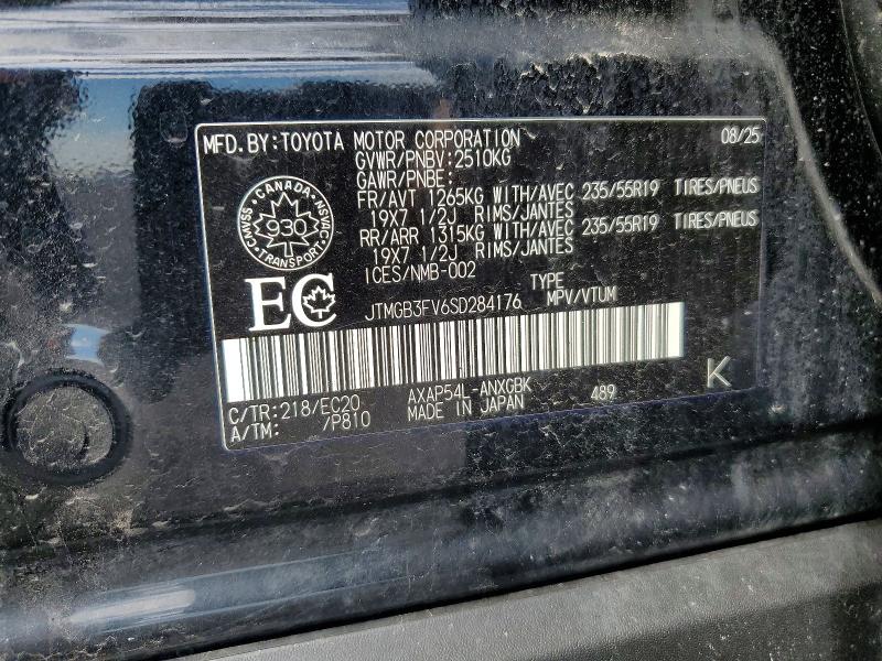 67296256 :رقم المزاد ، JTMGB3FV6SD284176 vin ، 2025 Toyota Rav4 مزاد بيع