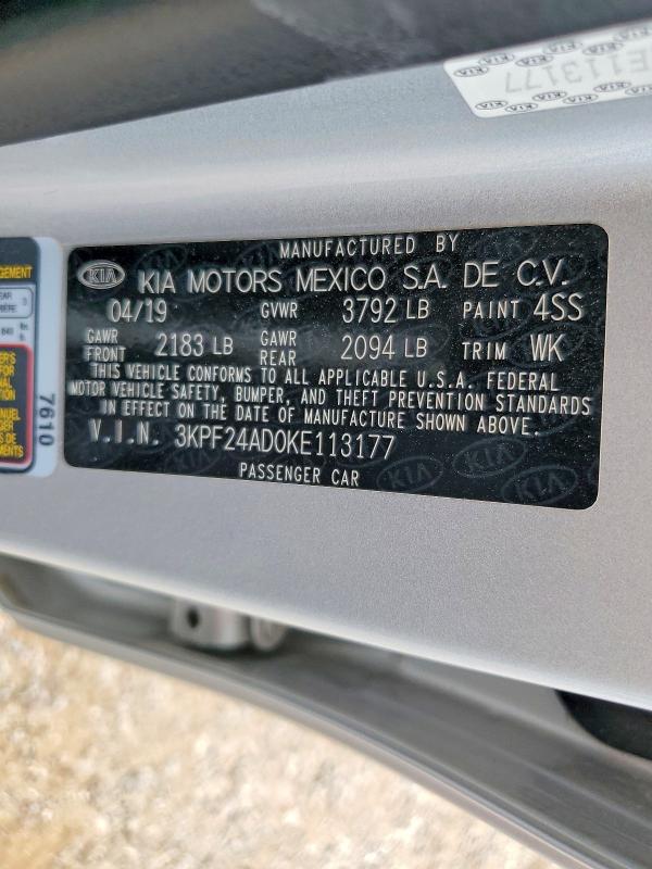 Продажа на аукционе авто 2019 Kia Forte, vin: 3KPF24AD0KE113177, номер лота: 70259596
