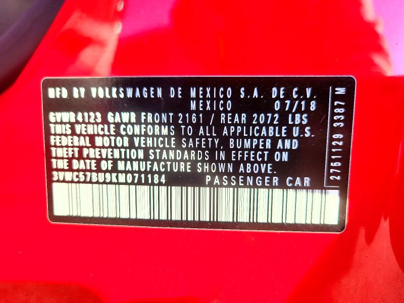 Aukcja sprzedaży 2019 Volkswagen Jetta, vin: 3VWC57BU9KM071184, numer aukcji: 69082516