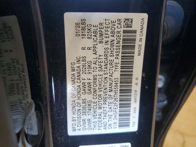 Продажа на аукционе авто 2026 Honda Civic, vin: 2HGFE2F26TH558453, номер лота: 68555556