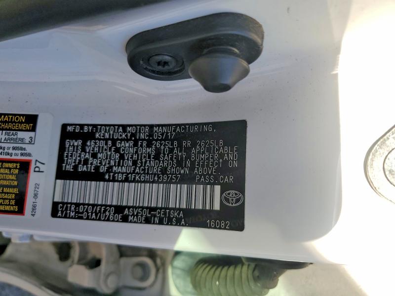 Aukcja sprzedaży 2017 Toyota Camry, vin: 4T1BF1FK6HU439757, numer aukcji: 67635436