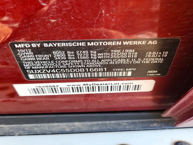 Aukcja sprzedaży 2013 Bmw X5, vin: 5UXZV4C55D0B16681, numer aukcji: 67208026