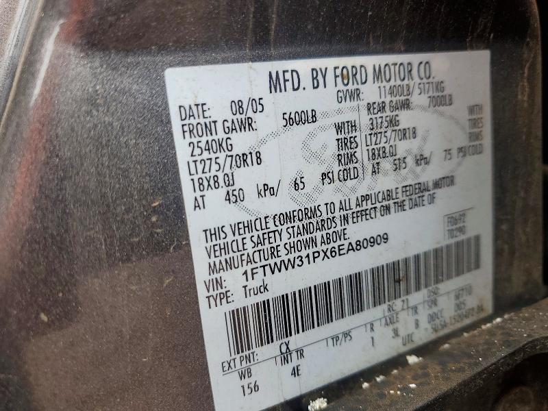 70134596 :رقم المزاد ، 1FTWW31PX6EA80909 vin ، 2006 Ford F350 مزاد بيع