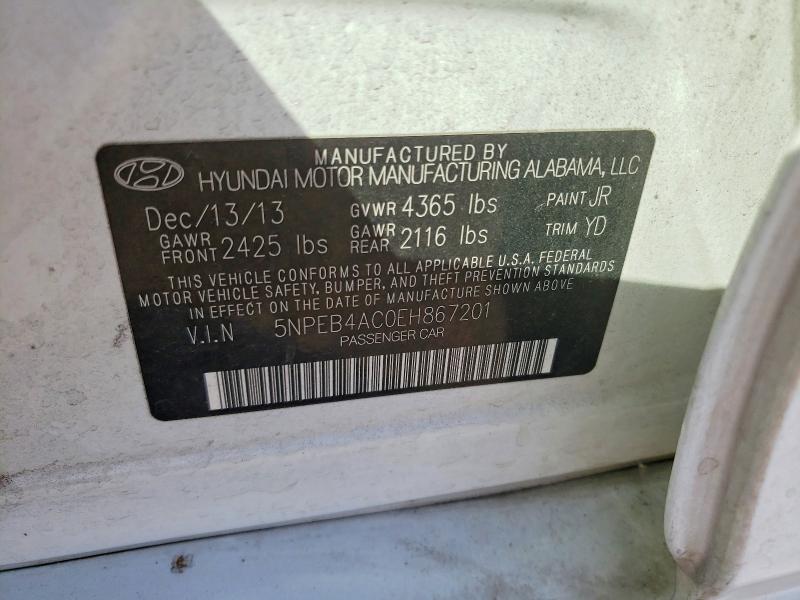 Aukcja sprzedaży 2014 Hyundai Sonata, vin: 5NPEB4AC0EH867201, numer aukcji: 69625356